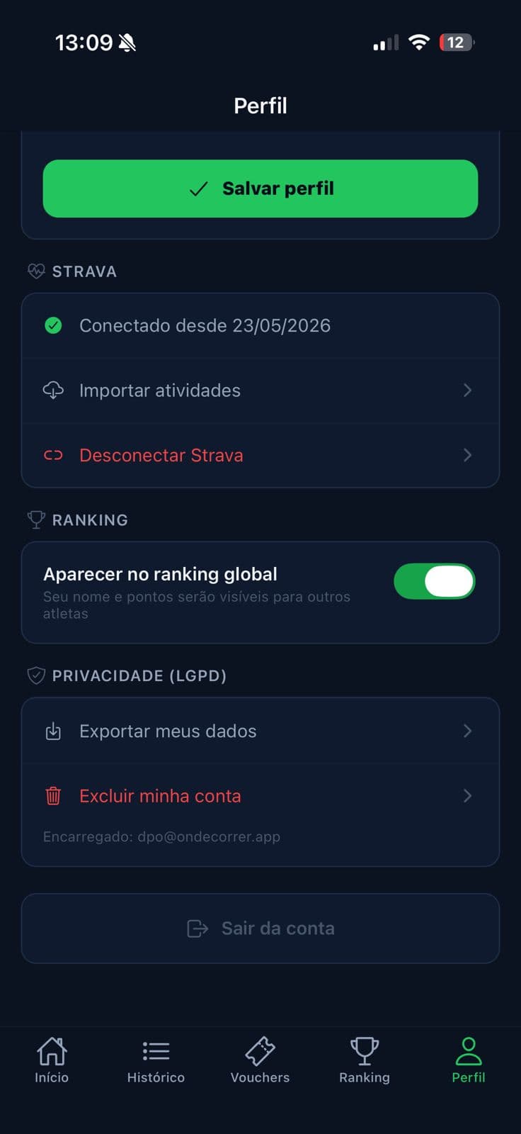 Crevo · Perfil conectado ao Strava